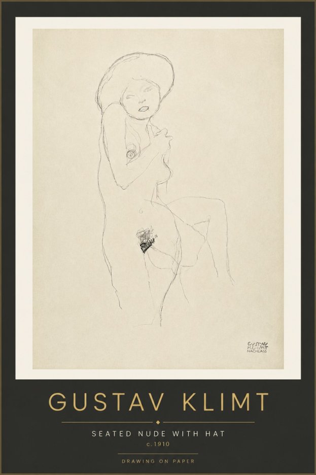 Klimt Seated Nude with Hat No4 - Póster