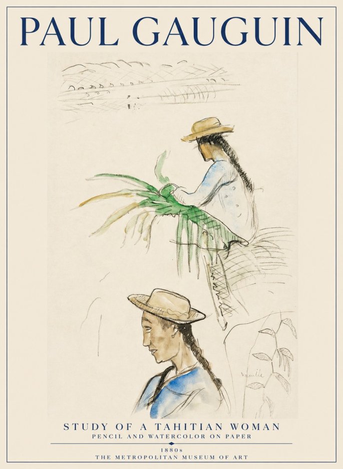 Paul Gauguin Study of a Tahitian Woman I No1 - Póster