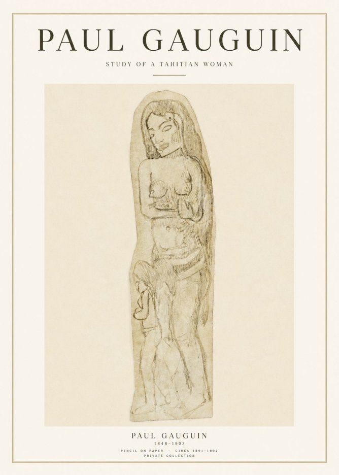 Paul Gauguin Study of a Tahitian Woman II No1 - Póster