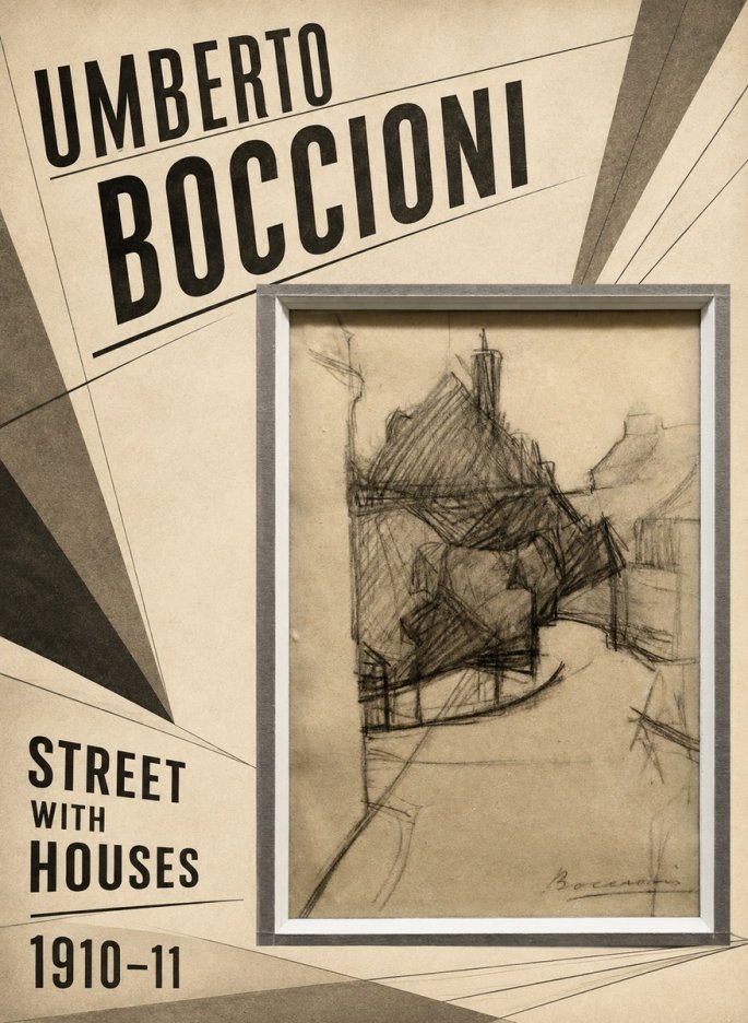 Umberto Boccioni Street with Houses No2 - Póster
