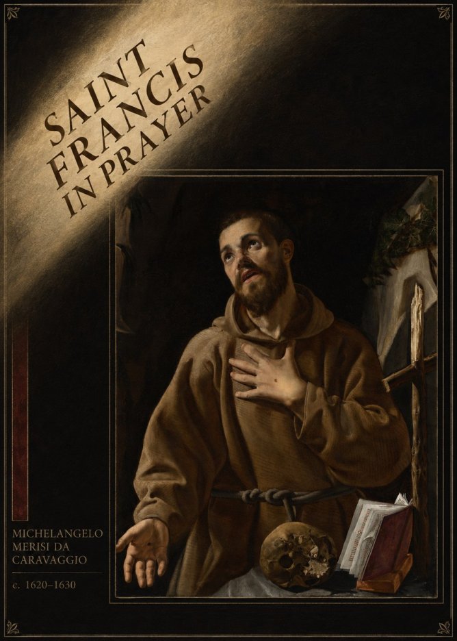 Michelangelo Merisi da Caravaggio Saint Francis in Prayer I No5 - Póster