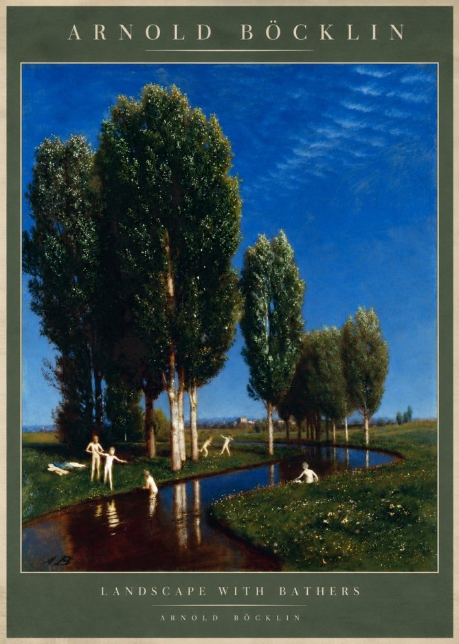 Arnold Böcklin Landscape with Bathers No4 - Póster
