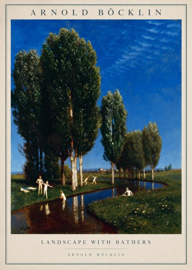 Arnold Böcklin Landscape with Bathers No5 - Póster