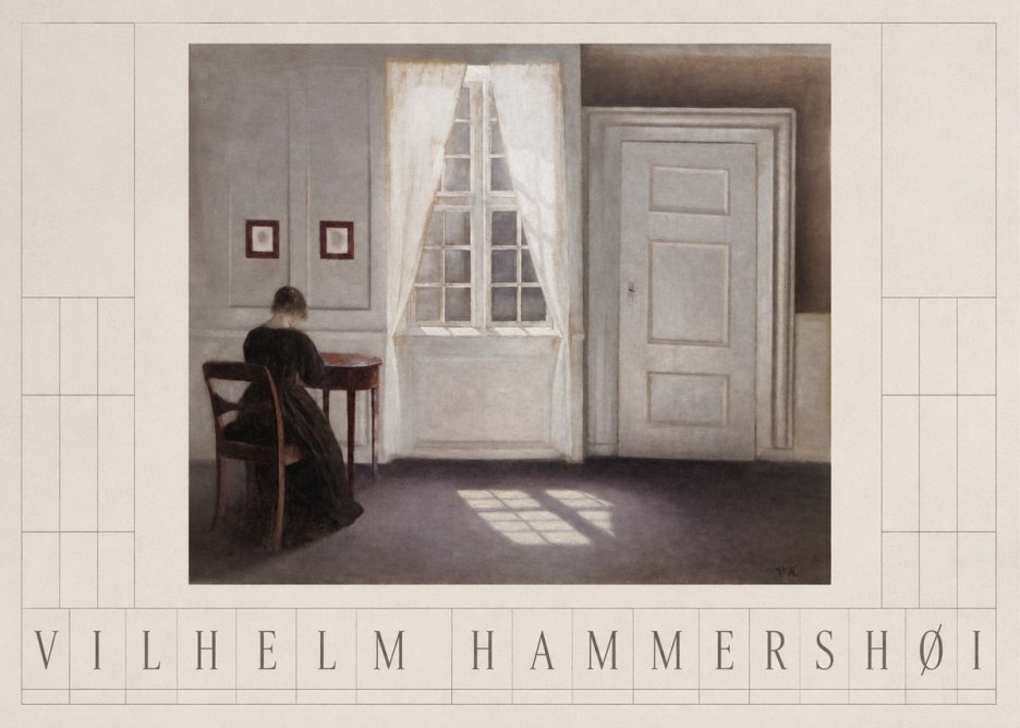 Vilhelm Hammershøi Interior with a Woman from the Back No3 - Póster