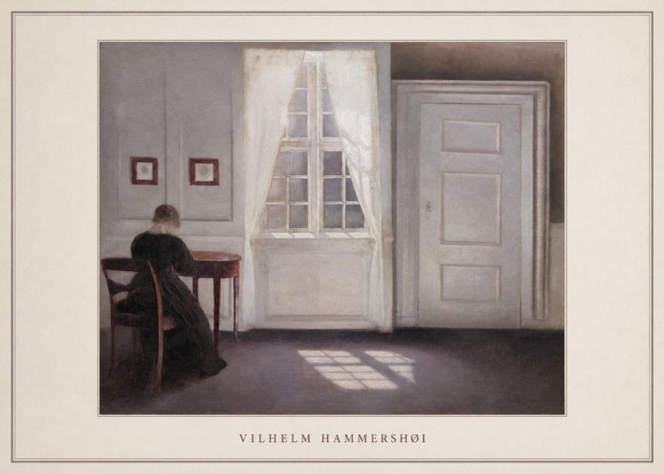 Vilhelm Hammershøi Interior with a Woman from the Back No4 - Póster