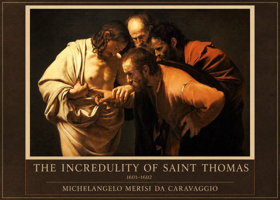 Michelangelo Merisi da Caravaggio The Incredulity of Saint Thomas II No1 - Póster