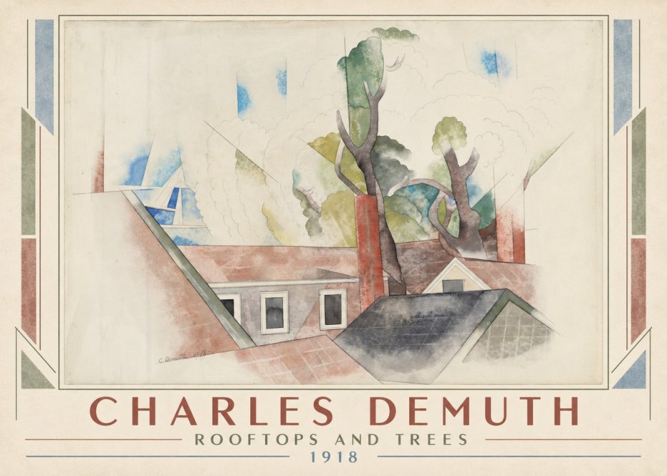 Charles Demuth Rooftops and Trees No1 - Póster