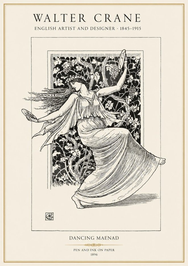 Walter Crane Dancing Maenad No1 - Póster