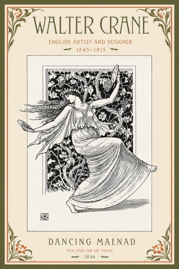 Walter Crane Dancing Maenad No2 - Póster