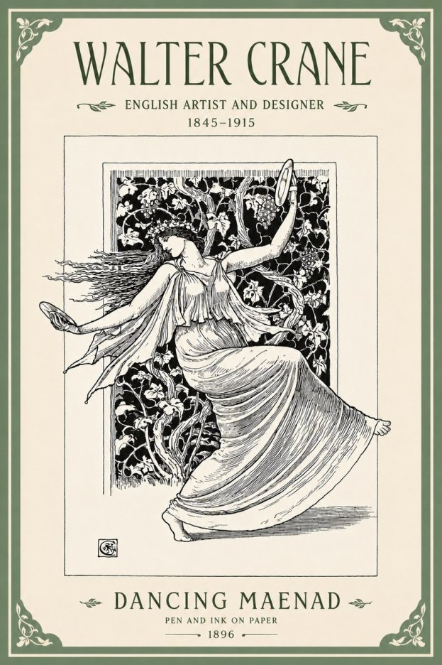 Walter Crane Dancing Maenad No4 - Póster