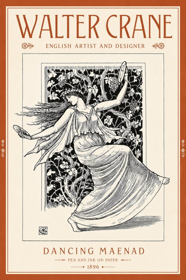 Walter Crane Dancing Maenad No5 - Póster