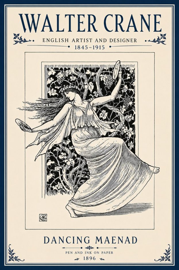 Walter Crane Dancing Maenad No6 - Póster