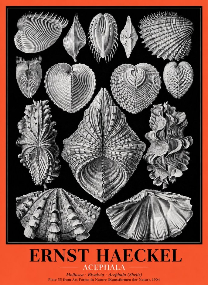 Ernst Haeckel Acephala — Brachiopods Plate 55 — Cytherea. No5 - Póster