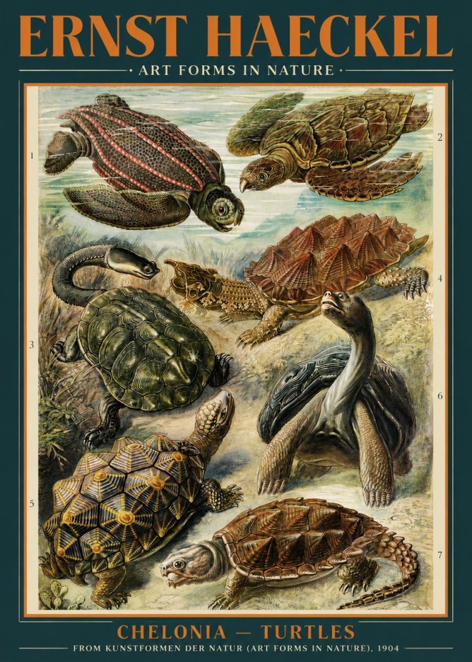 Ernst Haeckel Chelonia - Turtles No3 - Póster