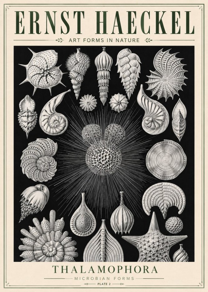 Ernst Haeckel Thalamophora - Microbian Forms - Plate 2 No5 - Póster