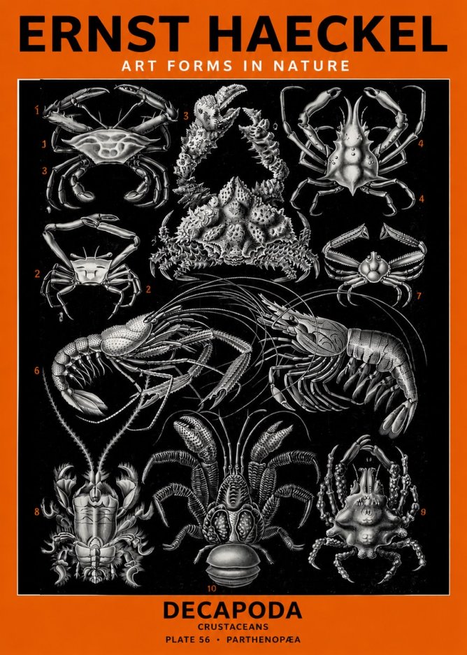 Ernst Haeckel Decapoda Brachyura and Macrura Plate 86 No6 - Póster