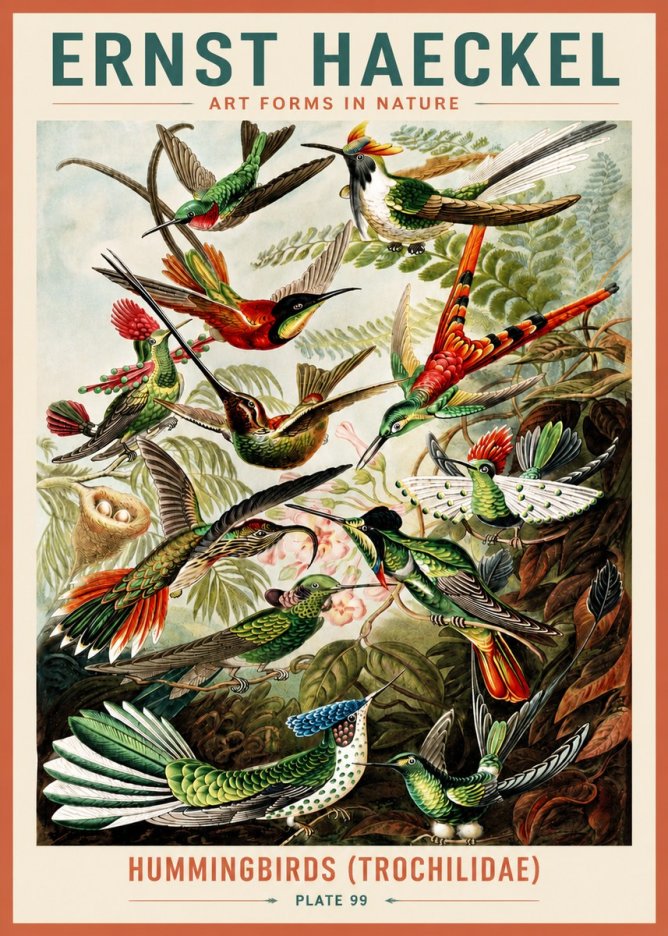 Ernst Haeckel Trochilidae - Hummingbirds No5 - Póster
