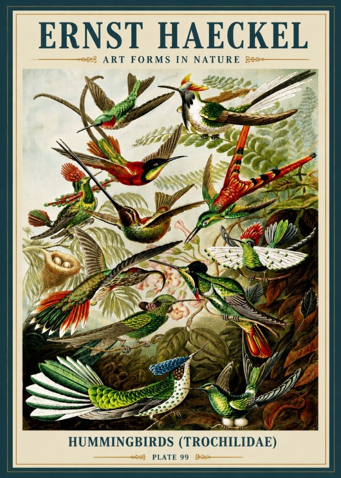 Ernst Haeckel Trochilidae - Hummingbirds No6 - Póster