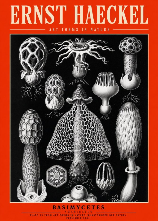 Ernst Haeckel Basimycetes Agaricales No2 - Póster