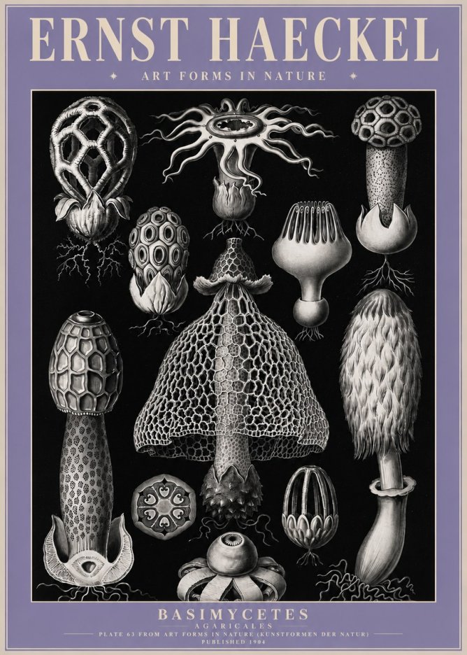 Ernst Haeckel Basimycetes Agaricales No4 - Póster