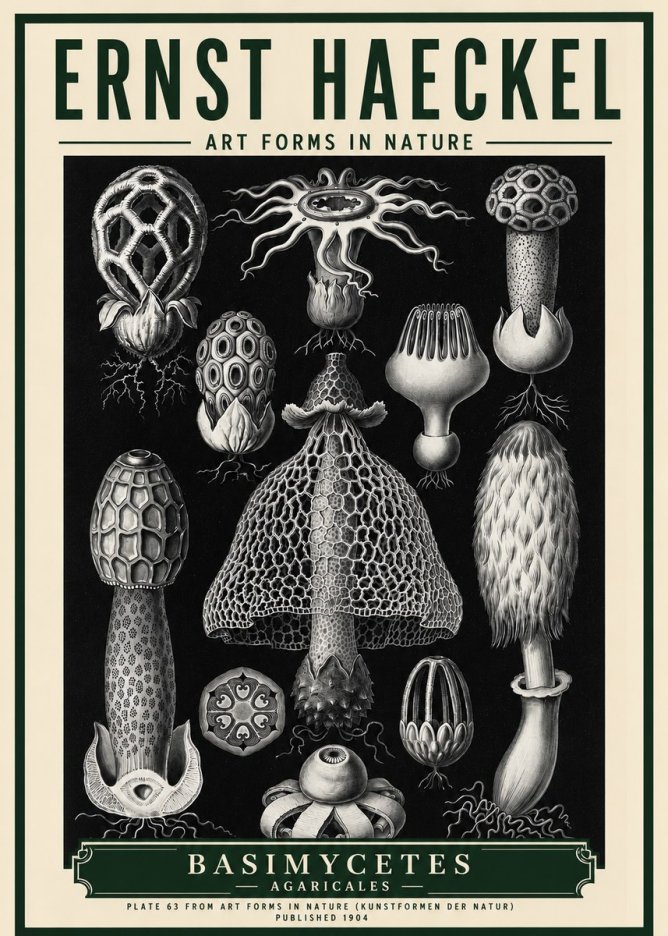Ernst Haeckel Basimycetes Agaricales No5 - Póster