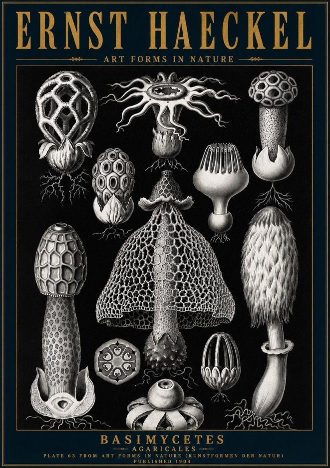 Ernst Haeckel Basimycetes Agaricales No6 - Póster