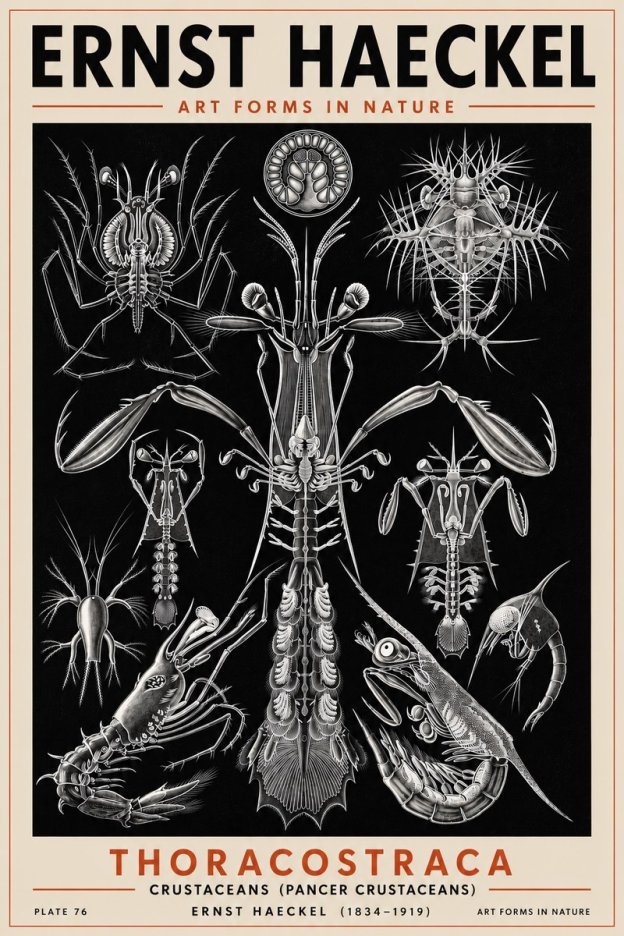 Ernst Haeckel Thoraocostraca - Crustaceans - Plate 76 No5 - Póster