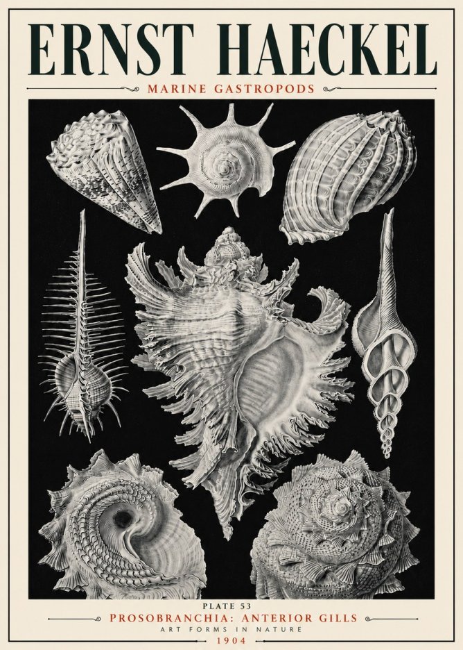 Ernst Haeckel Prosobranchia - Marine Gastropods No6 - Póster