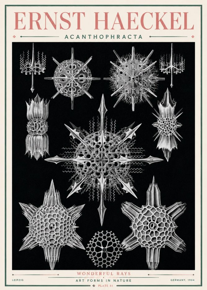 Ernst Haeckel Acanthophracta - Wonderful Rays No3 - Póster