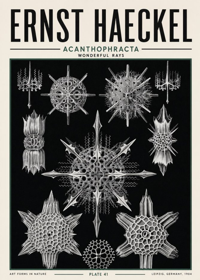 Ernst Haeckel Acanthophracta - Wonderful Rays No5 - Póster