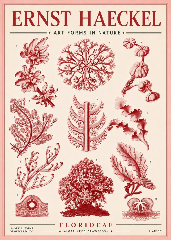 Ernst Haeckel Florideae (Red Seaweeds) No4 - Póster