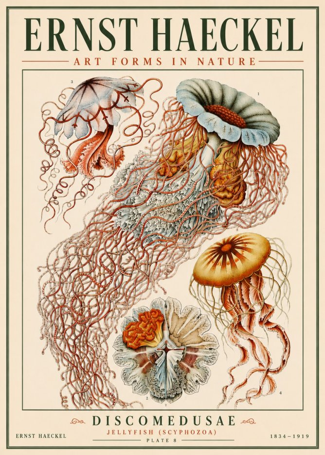 Ernst Haeckel Discomedusae — Jellyfish No6 - Póster