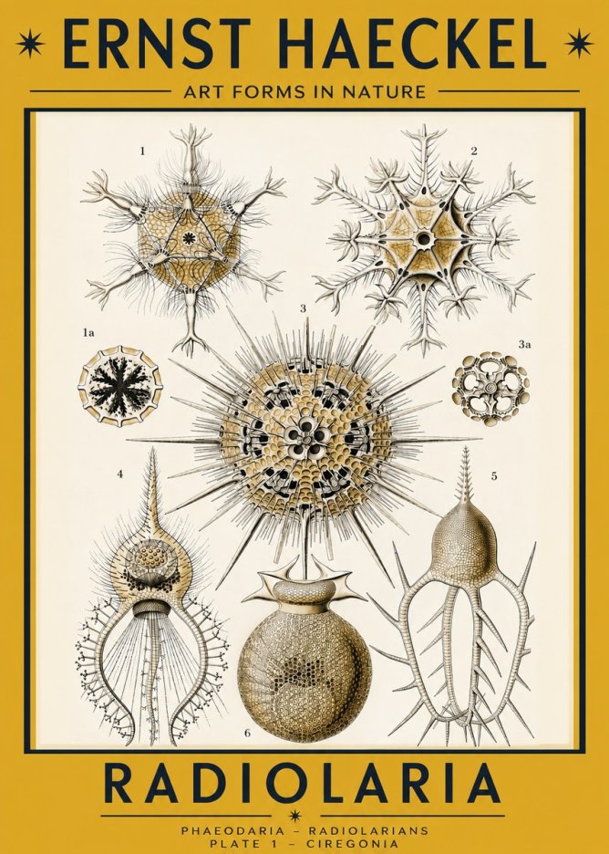 Ernst Haeckel Radiolaria - Plate 1 - Ciregonia No2 - Póster