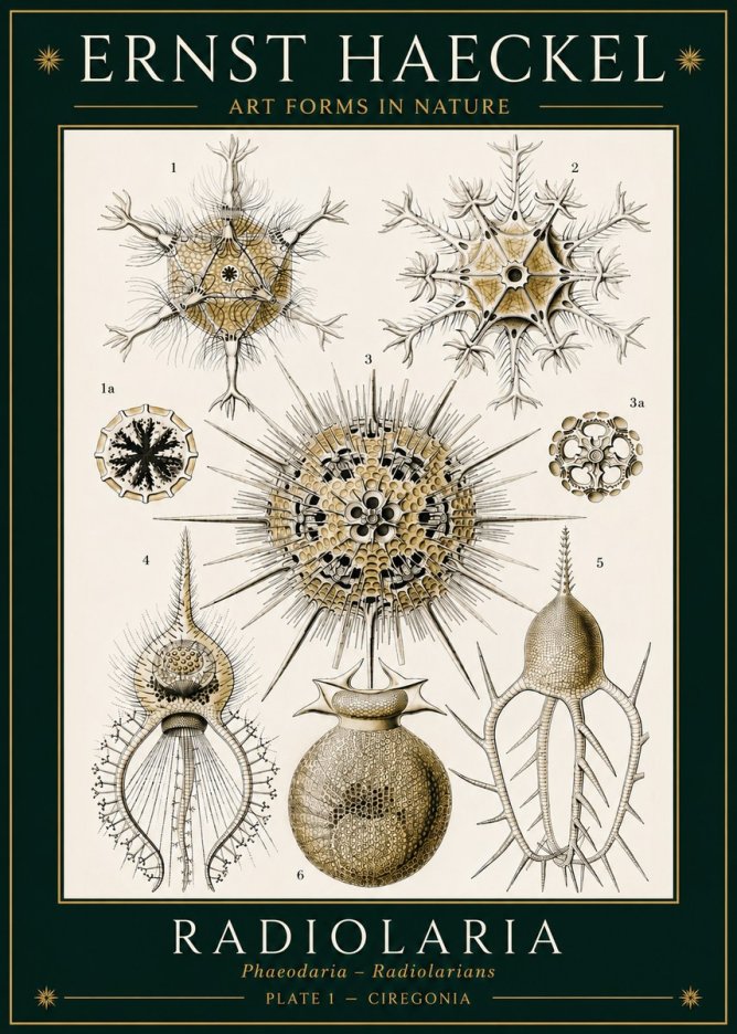 Ernst Haeckel Radiolaria - Plate 1 - Ciregonia No3 - Póster