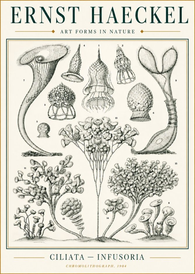 Ernst Haeckel Ciliata - Infusoria - Plate 3 No6 - Póster