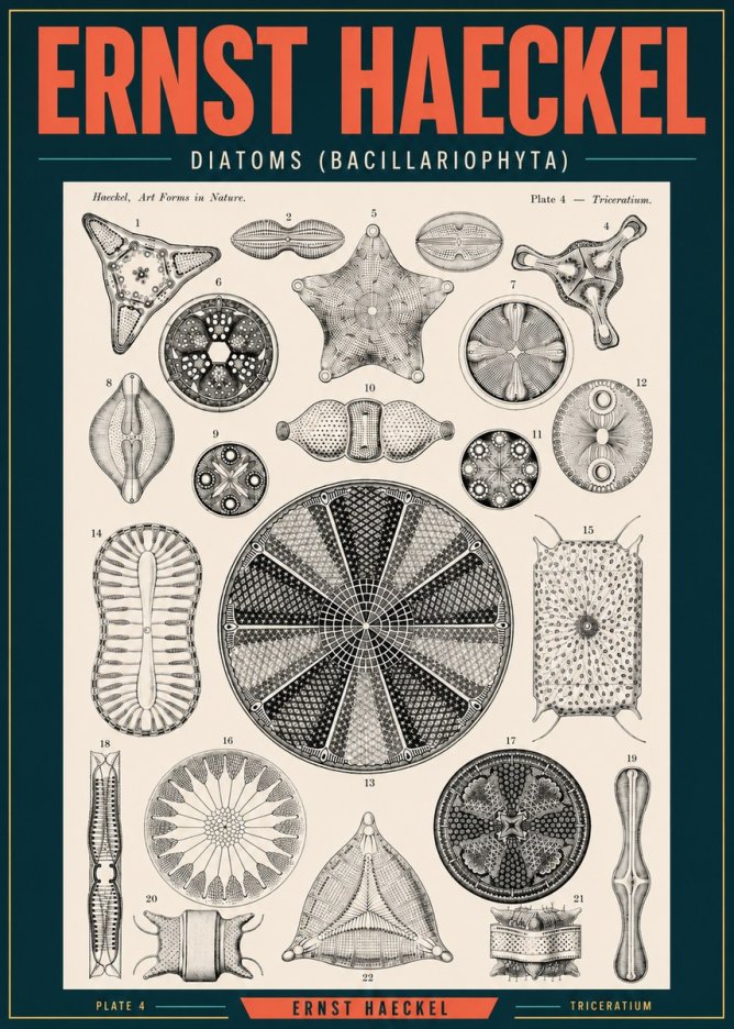 Ernst Haeckel Diatoms (Bacillariophyta) Plate 4 – Triceratium No2 - Póster