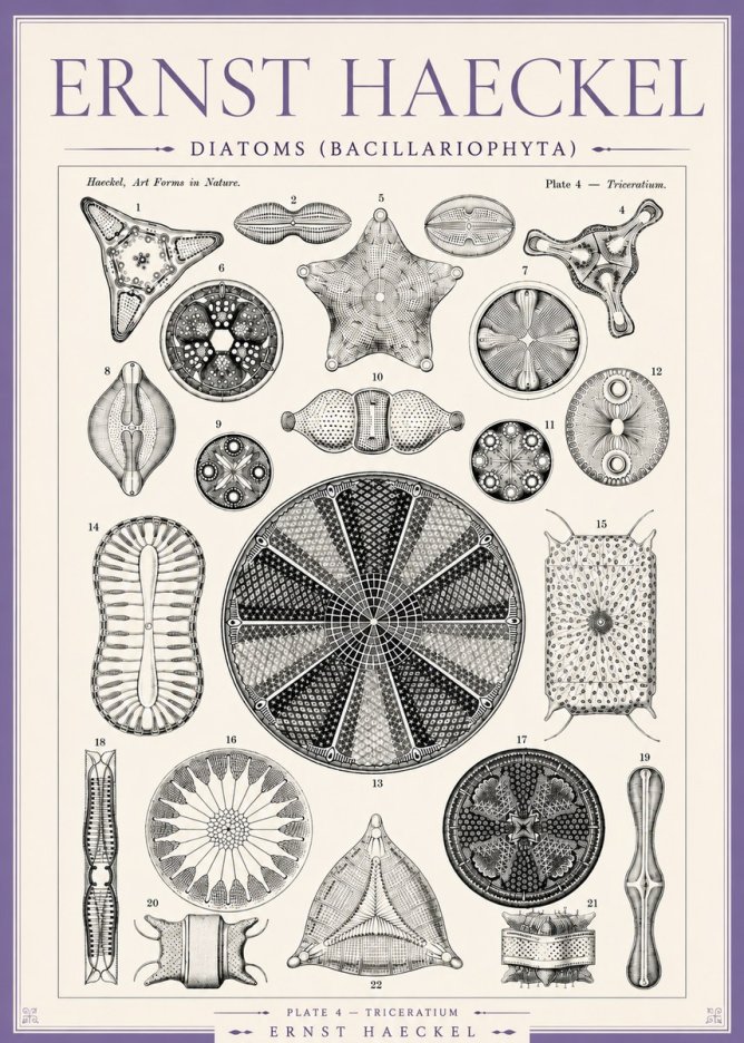 Ernst Haeckel Diatoms (Bacillariophyta) Plate 4 – Triceratium No3 - Póster