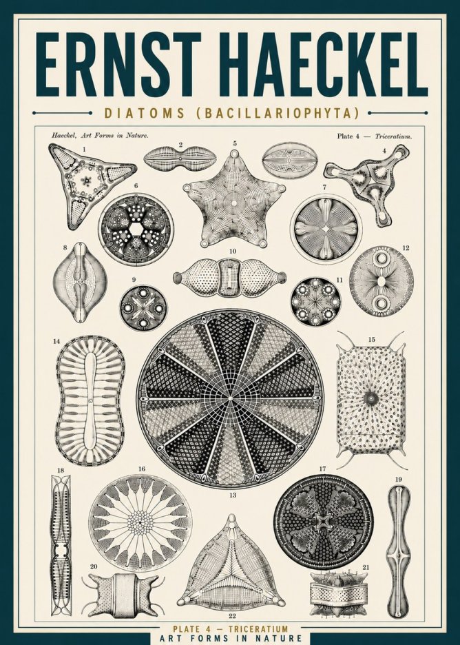 Ernst Haeckel Diatoms (Bacillariophyta) Plate 4 – Triceratium No5 - Póster