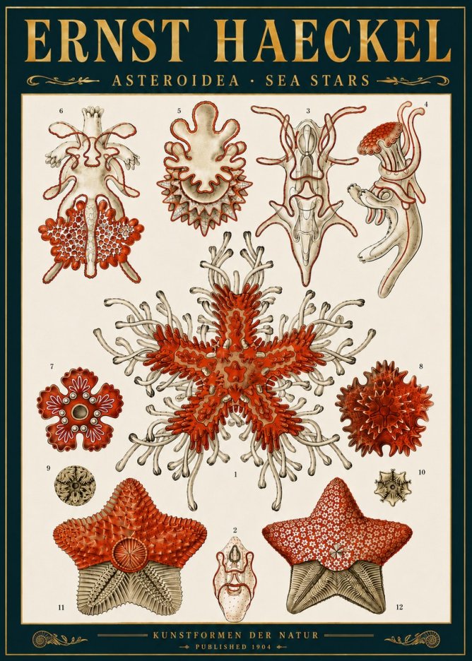 Ernst Haeckel Asteroidea. Sea Stars No6 - Póster