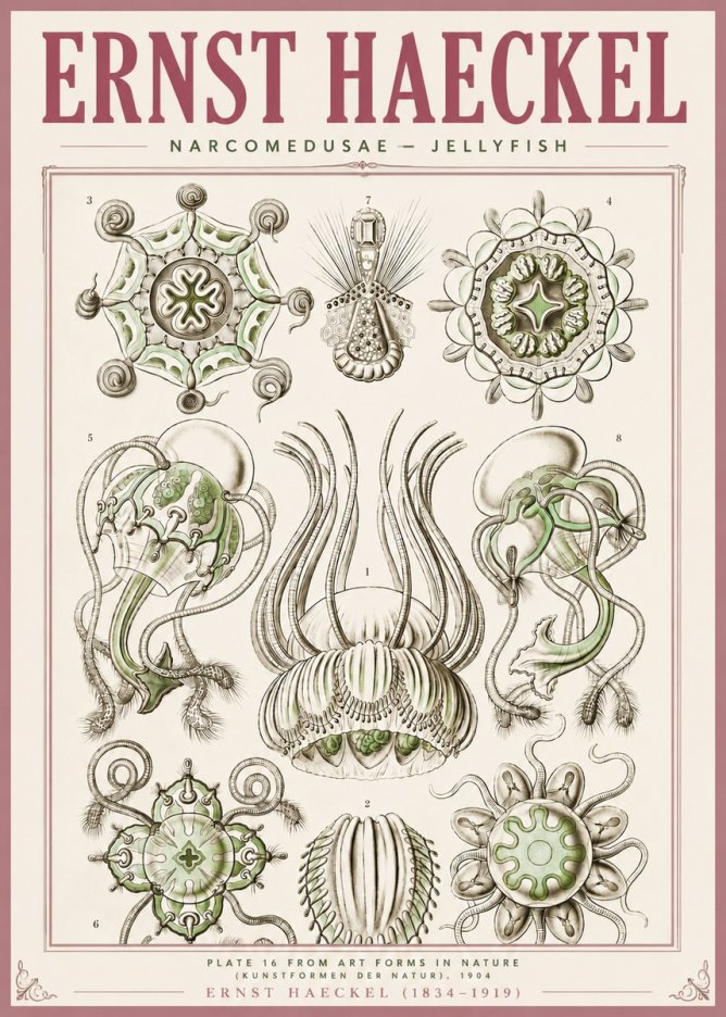 Ernst Haeckel Narcomedusae - Jellyfish No4 - Póster