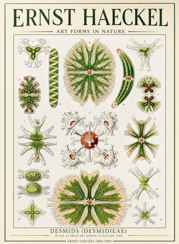 Ernst Haeckel Desmids (Desmidieae) No1 - Póster