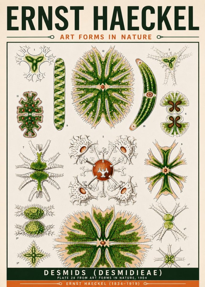 Ernst Haeckel Desmids (Desmidieae) No6 - Póster