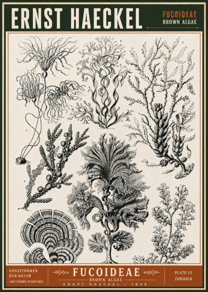 Ernst Haeckel Fucoideae - Brown Algae No6 - Póster