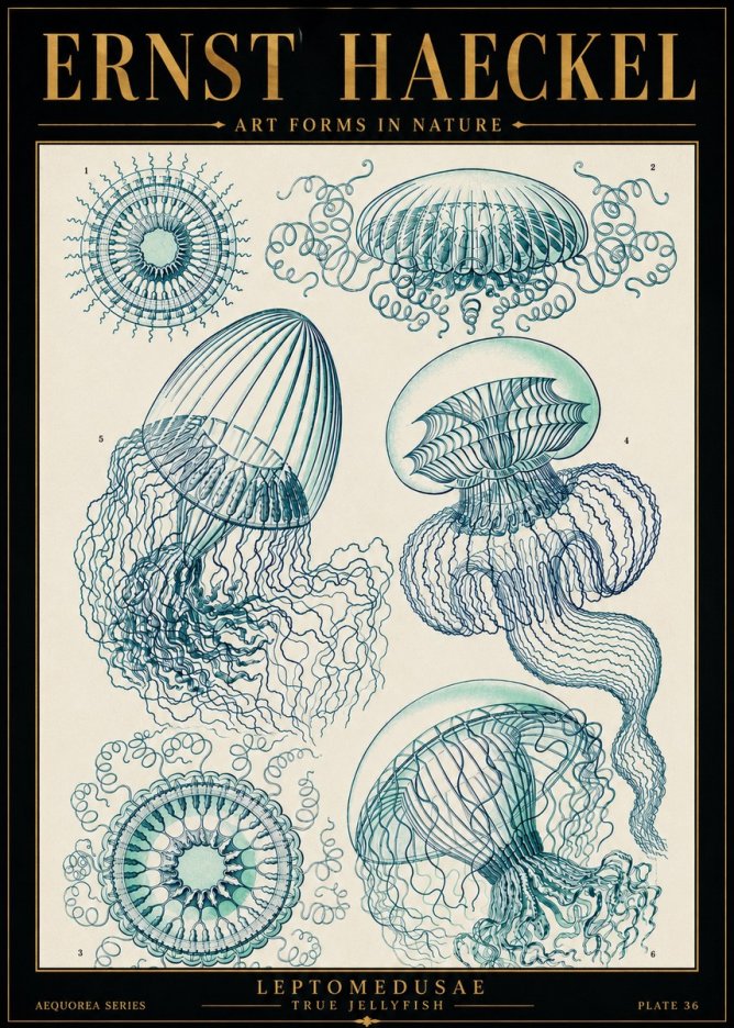 Ernst Haeckel Leptomedusae True Jellyfish No5 - Póster
