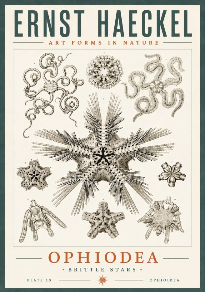 Ernst Haeckel Ophiodea - Brittle Stars I No6 - Póster