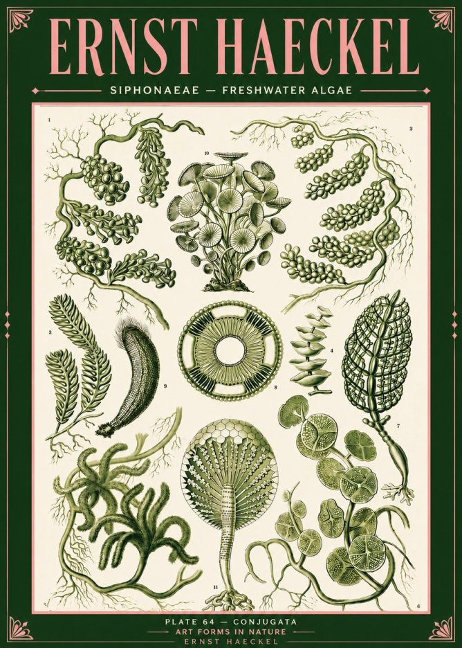 Ernst Haeckel Siphonaceae - Freshwater Algae No4 - Póster