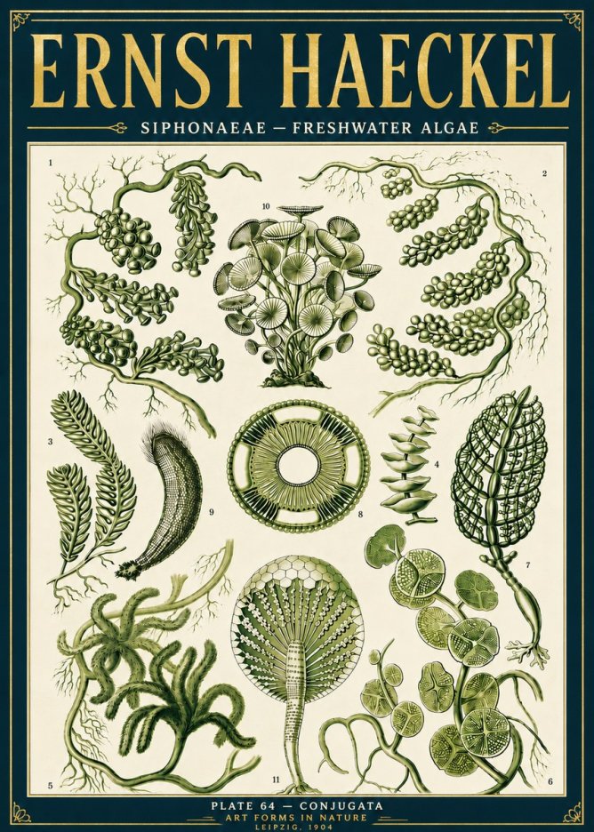 Ernst Haeckel Siphonaceae - Freshwater Algae No6 - Póster