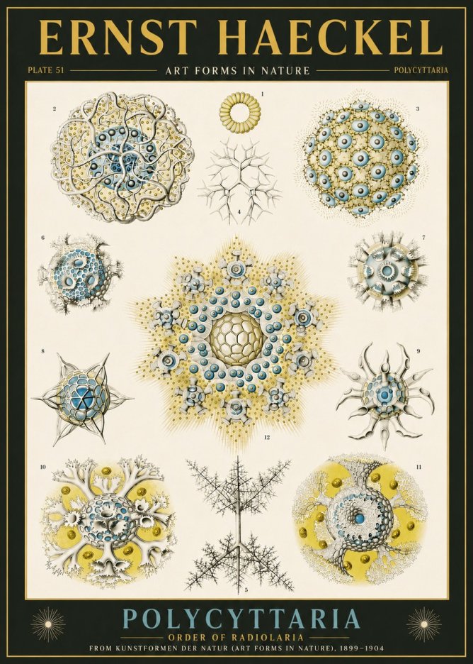 Ernst Haeckel Polycyttaria – Order of Radiolaria No6 - Póster