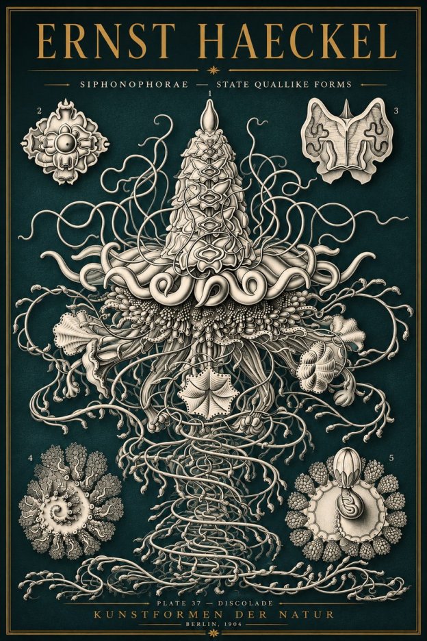 Ernst Haeckel Siphonophorae – State Quallike Forms No5 - Póster