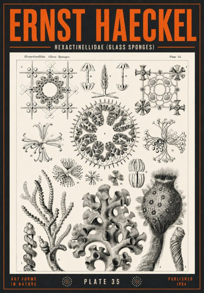 Ernst Haeckel Hexactinellida. Glass Sponges. No4 - Póster